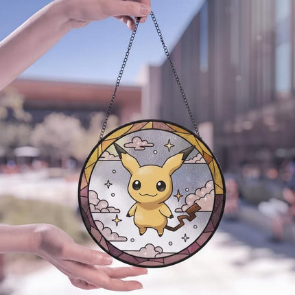 Mimikyu Acrylic Suncatcher – Cute Pokemon Window Hanging Decor, Anime Fan Gift, Mimikyu Stained Glass Style Art Suncatcher