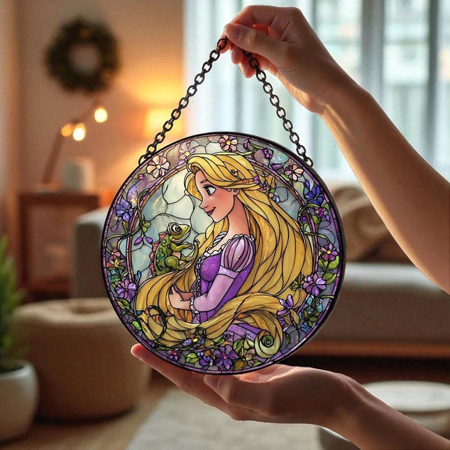 Princess Rapunzel Acrylic Suncatcher, Disneyland Rapunzel Fairytale Window Hanging, Stained Glass Decor for Disney Lovers, Magical Home Gift