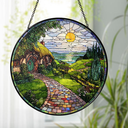 Handmade Shire Stained Glass Suncatcher: Fantasy Home Decor