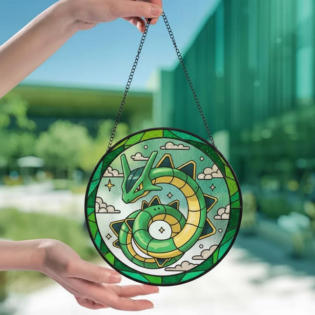 Rayquaza Acrylic Suncatcher – Legendary Pokemon Window Hanging Decor, Rayquaza Gift, Pokemon Suncatcher, Anime Fan Gift, Glass Suncatcher