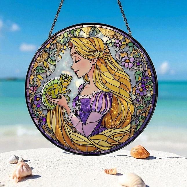 Princess Rapunzel Suncatcher, Disney Tangled Stained Glass Window Hanging, Fairytale Glass Suncatcher, Disneyworld Gift, Magic Kingdom Decor