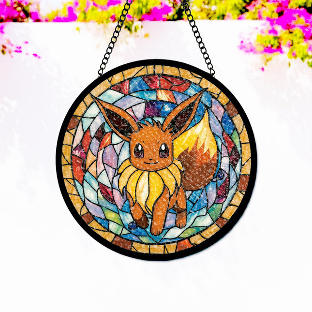 Stained Glass Fantasy Fox Suncatcher: Anime Window Hanging