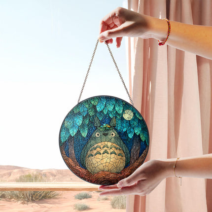 Anime Lover Hobby Stained Glass, Ghibli Fan Suncatcher, Gift For Friends Window Hanging, Kids Room Decor Stained Glass, Birthday Gift Idea