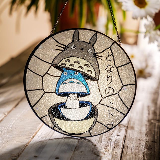 Totoro Stained Glass Suncatcher, Ghibli Fan Window Hanging Suncatcher, Anime Lovers Suncatcher, Japanese Movie Fan, Totoro Anime Gift