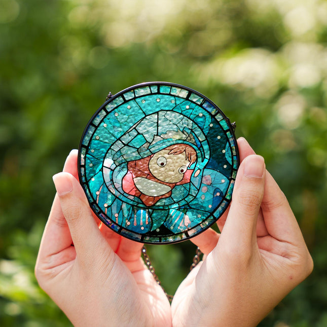 Ponyo Anime Stained Glass Suncatcher, Ghibli Fan Window Hanging Suncatcher, Anime Lovers Suncatcher, Japanese Style Home Decor, Ponyo Fan