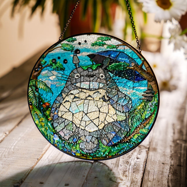 Totoro Stained Glass Suncatcher, Ghibli Fan Window Hanging Suncatcher, Anime Lovers Suncatcher, Japanese Movie Fan, Totoro Anime Gift