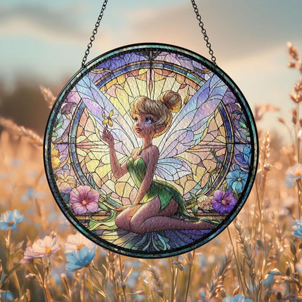 Disney Tinkerbell Suncatcher, Tinkerbell Fairy Disney Stained Glass, Window Hanging Home Decoration, Wall Hanging Decor, Gift For Her
