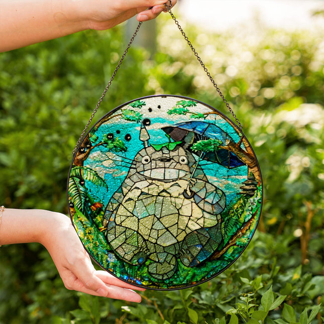 Totoro Stained Glass Suncatcher, Ghibli Fan Window Hanging Suncatcher, Anime Lovers Suncatcher, Japanese Movie Fan, Totoro Anime Gift