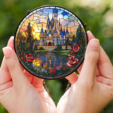 Disneyland Castle Stained Glass Suncatcher, Disney Fan Window Decor Magical Kingdom, Window Gifts Suncatcher, Magic Kingdom Suncatcher Gift