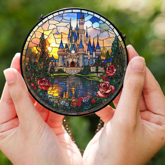 Disneyland Castle Stained Glass Suncatcher, Disney Fan Window Decor Magical Kingdom, Window Gifts Suncatcher, Magic Kingdom Suncatcher Gift
