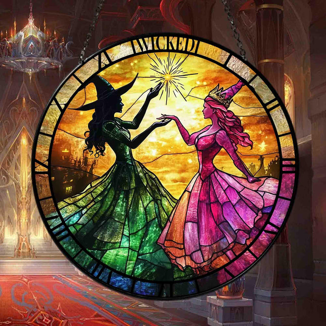 Elphaba and Glinda Besties Acrylic Suncatcher, Wicked Christmas Ornament, Wickeds Merch Glass Suncatcher, Wicked Musical Movie Fan Gift