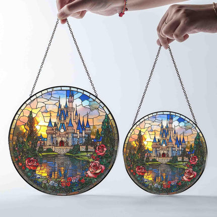 Disneyland Castle Stained Glass Suncatcher, Disney Fan Window Decor Magical Kingdom, Window Gifts Suncatcher, Magic Kingdom Suncatcher Gift