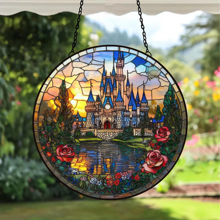 Disneyland Castle Stained Glass Suncatcher, Disney Fan Window Decor Magical Kingdom, Window Gifts Suncatcher, Magic Kingdom Suncatcher Gift