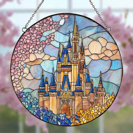 Disneyland Castle Stained Glass Suncatcher, Magical Kingdom Window Hanging Decor, Disney Fan Window Decor Magical Kingdom, Window Gifts