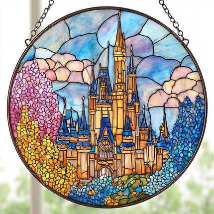 Disneyland Castle Stained Glass Suncatcher, Magical Kingdom Window Hanging Decor, Disney Fan Window Decor Magical Kingdom, Window Gifts
