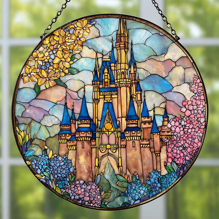 Disneyland Castle Stained Glass Suncatcher, Magical Kingdom Window Hanging Decor, Disney Fan Window Decor Magical Kingdom, Window Gifts