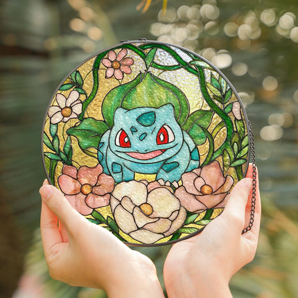 Bulbasaur Stained Glass Suncatcher: Anime Window Hanging