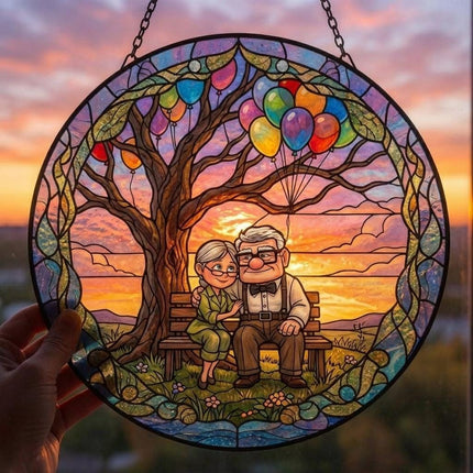 Carl and Ellie Tree Heart Valentine, Couple Gift, Custom Name Tree Window Art, Romantic Wedding Anniversary Gift