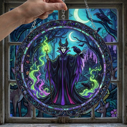 Maleficent Stained Glass Suncatcher, Sleeping Beauty Villain Window Hanging, Disney Suncatcher, Movie Lovers, Magical Gift