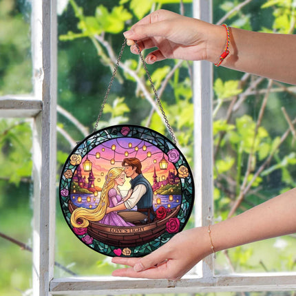Disney Tangled Suncatcher, Couple Gift, Tangled Princess Gift for Her, Magical Home Decor, Anniversary Gift, Couple Suncatcher