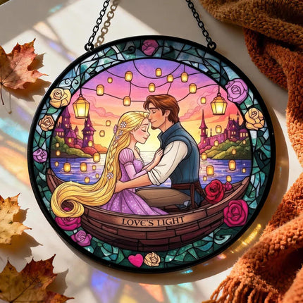 Disney Tangled Suncatcher, Couple Gift, Tangled Princess Gift for Her, Magical Home Decor, Anniversary Gift, Couple Suncatcher
