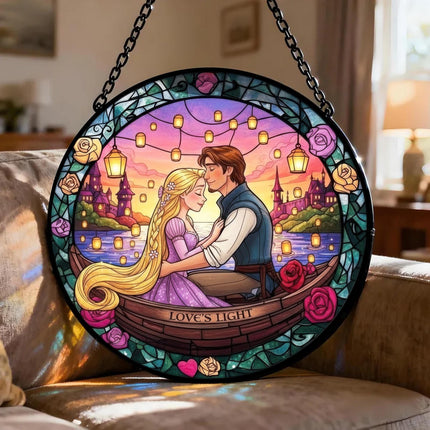 Disney Tangled Suncatcher, Couple Gift, Tangled Princess Gift for Her, Magical Home Decor, Anniversary Gift, Couple Suncatcher