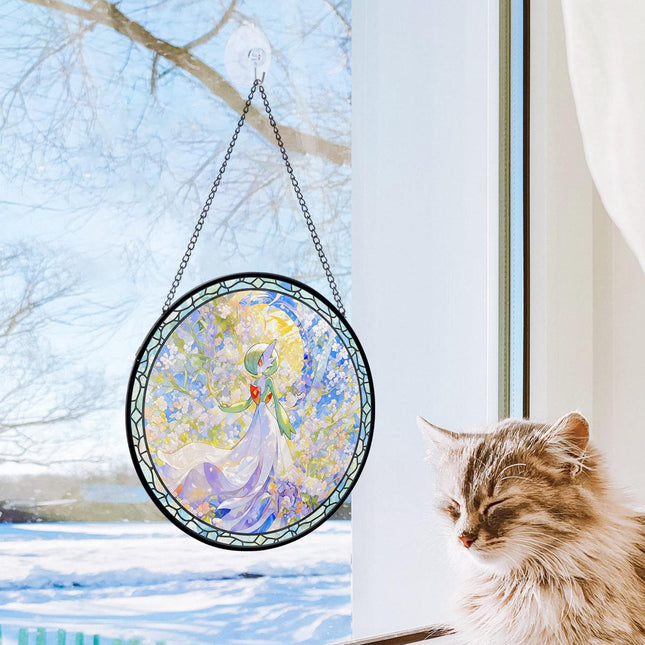Gardevoir Handcrafted Pokemon Stained Glass Suncatcher, Pokemon Window Art Hanging Decor, Pokemon Gift For Fans Collections, Pokemon Gift Idea