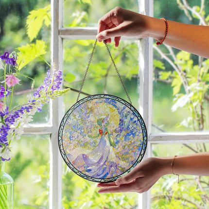 Gardevoir Handcrafted Pokemon Stained Glass Suncatcher, Pokemon Window Art Hanging Decor, Pokemon Gift For Fans Collections, Pokemon Gift Idea