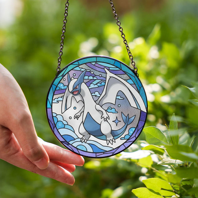 Lugia Acrylic Suncatcher– Legendary Pokemon Window Hanging Decor, Lugia Gift, Pokemon Suncatcher, Anime Fan Gift, Stained Glass Style Art