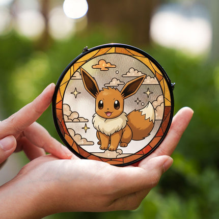 Eevee Acrylic Suncatcher– Cute Pokemon Window Hanging Decor, Anime Fan Gift, Eevee Stained Glass Style Art Suncatcher