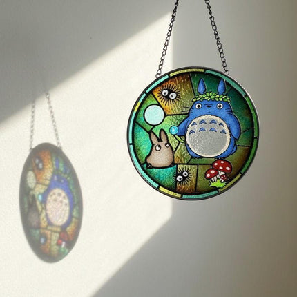 Totoro Inspired Stained Glass Suncatcher, Japanese Animation Studio Movie Art, Anime Lover Gift, My Neighbor Totoro Suncatcher