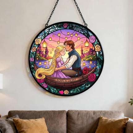 Disney Tangled Suncatcher, Couple Gift, Tangled Princess Gift for Her, Magical Home Decor, Anniversary Gift, Couple Suncatcher