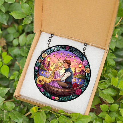 Disney Tangled Suncatcher, Couple Gift, Tangled Princess Gift for Her, Magical Home Decor, Anniversary Gift, Couple Suncatcher