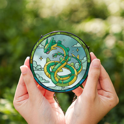 Rayquaza Acrylic Suncatcher Ornament, Legendary Pokémon Window Hanging, Anime Fan Gift, Stained Glass Style Decor