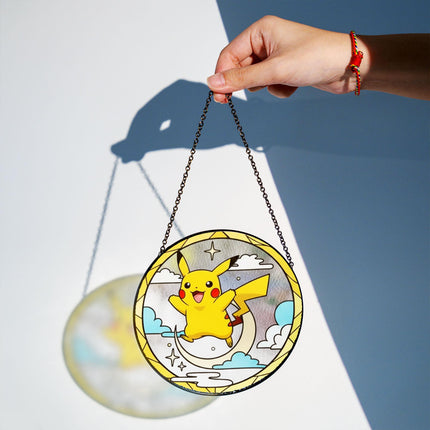 Pikachu Acrylic Suncatcher Ornament, Cute Pokémon Window Hanging Decor, Anime Fan Gift, Stained Glass Style Suncatcher