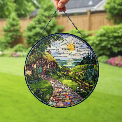 Handmade Shire Stained Glass Suncatcher: Fantasy Home Decor