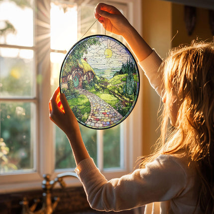 Handmade Shire Stained Glass Suncatcher: Fantasy Home Decor