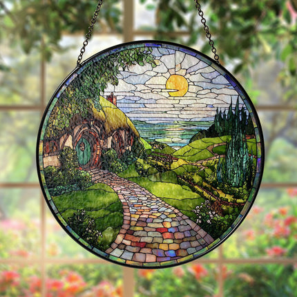 Handmade Shire Stained Glass Suncatcher: Fantasy Home Decor