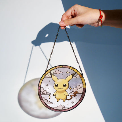 Mimikyu Acrylic Suncatcher – Cute Pokemon Window Hanging Decor, Anime Fan Gift, Mimikyu Stained Glass Style Art Suncatcher