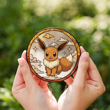 Eevee Acrylic Suncatcher– Cute Pokemon Window Hanging Decor, Anime Fan Gift, Eevee Stained Glass Style Art Suncatcher