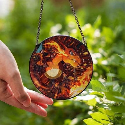 Charizard Suncatcher, Pokemon Fire Moon Window Hanging, Acrylic Glass Suncatcher, Fantasy Home Decor, Anime Pokemon Fan Gift