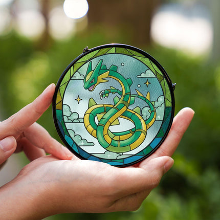 Rayquaza Acrylic Suncatcher Ornament, Legendary Pokémon Window Hanging, Anime Fan Gift, Stained Glass Style Decor