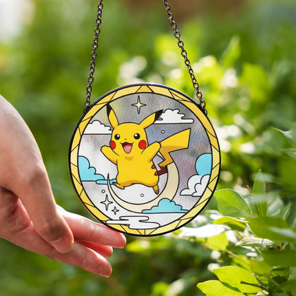 Pikachu Acrylic Suncatcher Ornament, Cute Pokémon Window Hanging Decor, Anime Fan Gift, Stained Glass Style Suncatcher