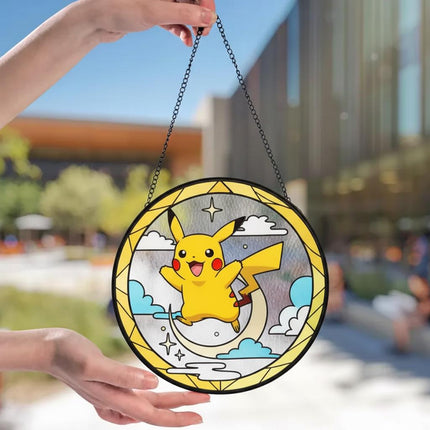 Pikachu Acrylic Suncatcher Ornament, Cute Pokémon Window Hanging Decor, Anime Fan Gift, Stained Glass Style Suncatcher