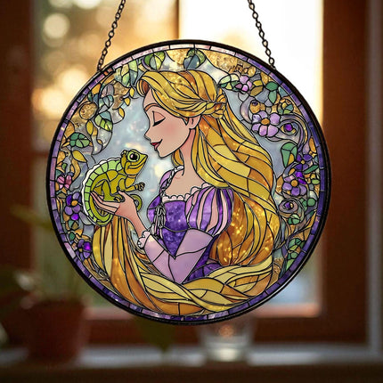 Princess Rapunzel Suncatcher, Disney Tangled Stained Glass Window Hanging, Fairytale Glass Suncatcher, Disneyworld Gift, Magic Kingdom Decor